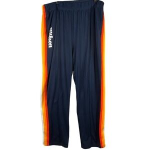 Wilson Womens 2X Plus Track Pants Navy Side Stripe Wilson Logo Retro Athletic